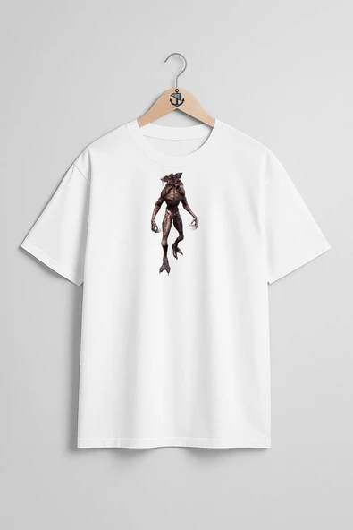 Oversize Demogorgon Eleven Dungeons Göğüs Tasarımlı Unisex T-Shirt - 7