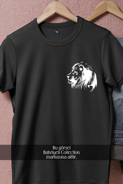 Oversize Yan Profil Aslan Cep Tasarımlı Unisex T-Shirt - Resim 9