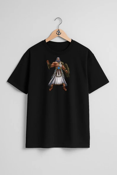 Oversize Smite Zeus Hades Göğüs Tasarımlı Unisex T-Shirt - Resim 11