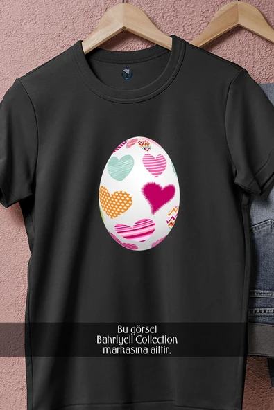 Oversize Paskalya Yumurtası  Tasarımlı Unisex T-Shirt - Resim 9