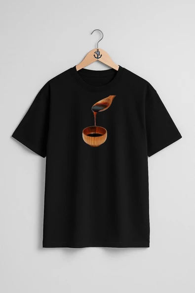 Oversize Pekmez Göğüs Tasarımlı Unisex T-Shirt - Resim 9