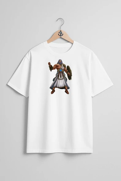 Oversize Smite Zeus Hades Göğüs Tasarımlı Unisex T-Shirt - Resim 7