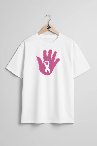 Oversize Breast Cancer Awareness Awareness Ribbon Göğüs Tasarımlı Unisex T-Shirt - Resim 7