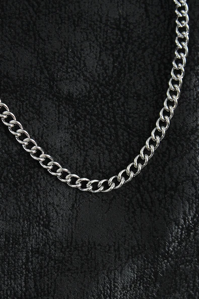 316L Çelik Klasik Oval Zincir Model Gümüş Renk Erkek Kolye - TJ-ERK1390 - Resim 2