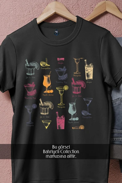 Oversize Kokteyller  Tasarımlı Unisex T-Shirt - 5