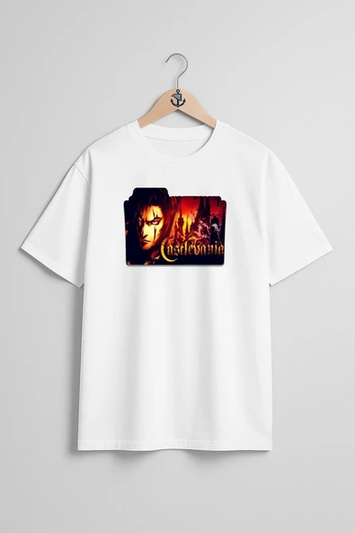 Oversize Castlevania Göğüs Tasarımlı Unisex T-Shirt - Resim 7