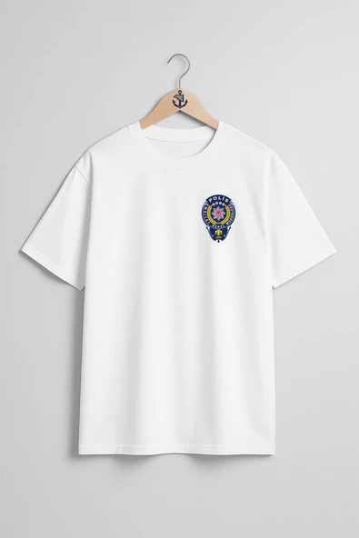Oversize Emniyet Genel Müdürlüğü Polis Cep Tasarımlı Unisex T-Shirt - Resim 5