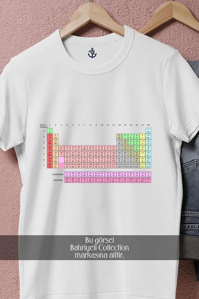 Oversize Periyodik Tablo Tasarımlı Unisex T-Shirt - 2