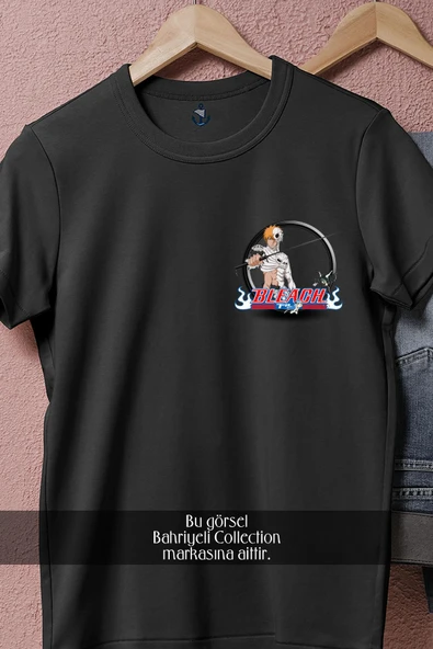 Oversize Bleach Anime Logo Manga Cep Tasarımlı Unisex T-Shirt - Resim 5