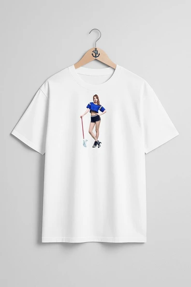 Oversize Aoa Singer K-Pop Heart Attack Korean İdol Göğüs Tasarımlı Unisex T-Shirt - 1