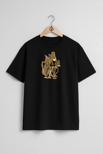 Oversize Java Wayang Gölge Oyun Ramayana Göğüs Tasarımlı Unisex T-Shirt - Resim 9