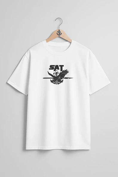 Oversize Sat - Sualtı Taaruz Komandosu Göğüs ve Sırt Tasarımlı Unisex T-Shirt - Resim 4
