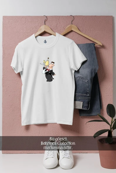 Oversize Waiter Wirh Tray And Champagne  Tasarımlı Unisex T-Shirt - Resim 2