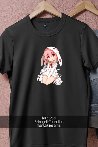 Oversize Anime Kawaii Female Chibi  Tasarımlı Unisex T-Shirt - Resim 5