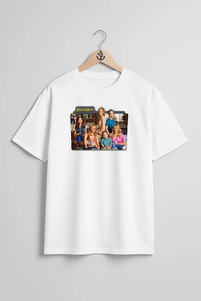 Oversize Fuller House Göğüs Tasarımlı Unisex T-Shirt - Resim 7