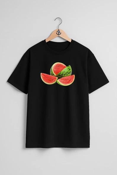 Oversize Karpuz Watermelon Göğüs Tasarımlı Unisex T-Shirt - Resim 9