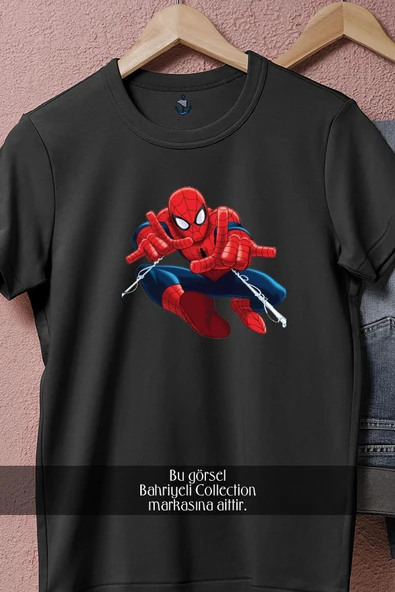 Oversize Spider-man - Örümcek Adam Vektörel  Tasarımlı Unisex T-Shirt - Resim 5