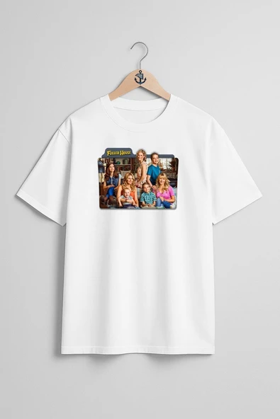 Oversize Fuller House Göğüs Tasarımlı Unisex T-Shirt ürün görseli
