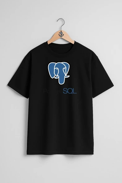 Oversize Postgresql Göğüs Tasarımlı Unisex T-Shirt - Resim 9