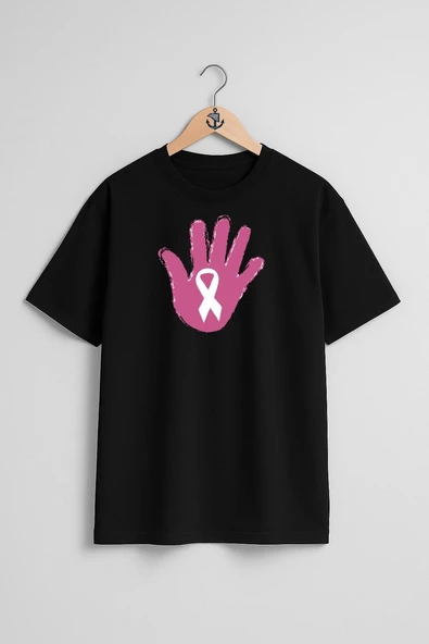 Oversize Breast Cancer Awareness Awareness Ribbon Göğüs Tasarımlı Unisex T-Shirt - Resim 9