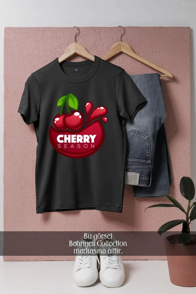 Oversize Cherry Season Kiraz  Tasarımlı Unisex T-Shirt - Resim 10