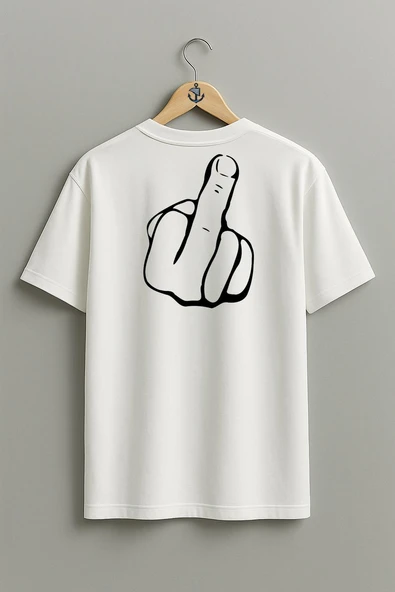 Oversize Orta Parmak Görsel Cep ve Sırt Tasarımlı Unisex T-Shirt - Resim 11