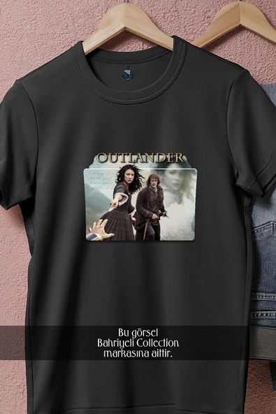Oversize Outlander Series Folder  Tasarımlı Unisex T-Shirt - Resim 5