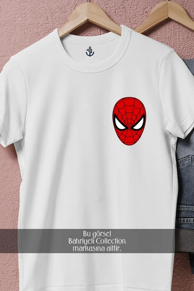 Oversize Spider-man - Örümcek Adam Yüz Cep Tasarımlı Unisex T-Shirt - Resim 4