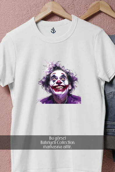Oversize Joker Smiling Clown Face Paint  Tasarımlı Unisex T-Shirt - Resim 2