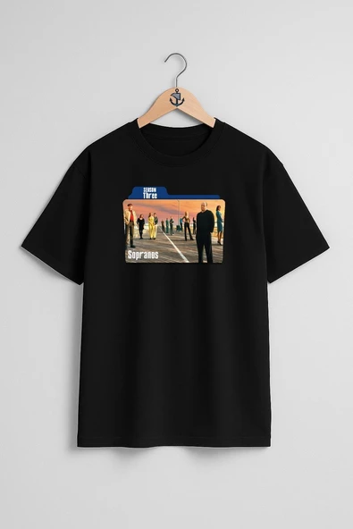 Oversize The Sopranos Seaoson Three Göğüs Tasarımlı Unisex T-Shirt - Resim 9