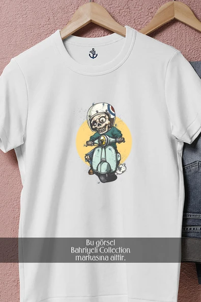 Oversize Vespa Kulüp Zombi  Tasarımlı Unisex T-Shirt - Resim 4