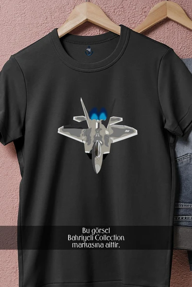 Oversize Lockheed Martin F-22 Raptor  Tasarımlı Unisex T-Shirt - Resim 5