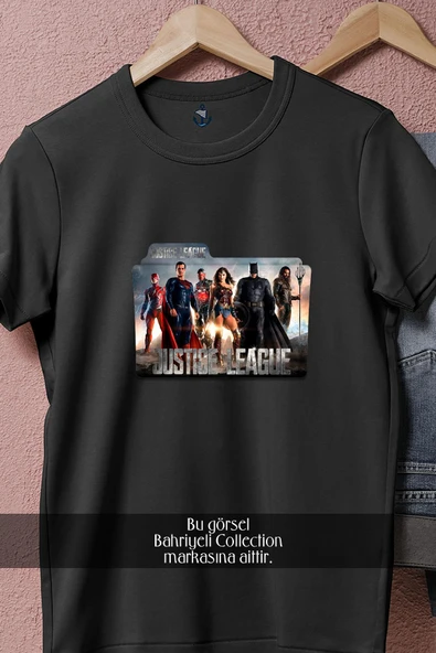 Oversize Justice League Klasör  Tasarımlı Unisex T-Shirt - Resim 5