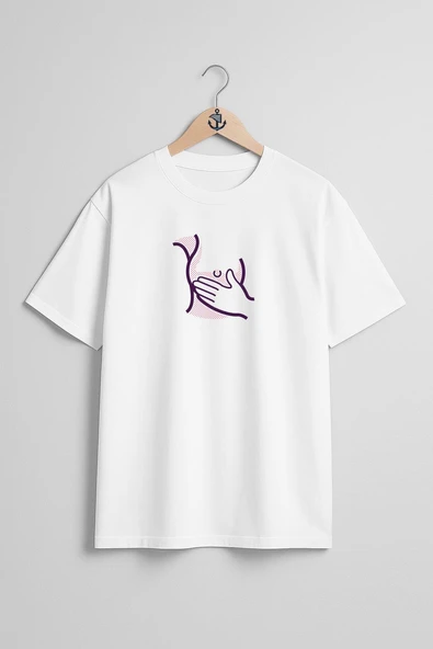 Oversize Meme Kanseri Göğüs Tasarımlı Unisex T-Shirt - Resim 5