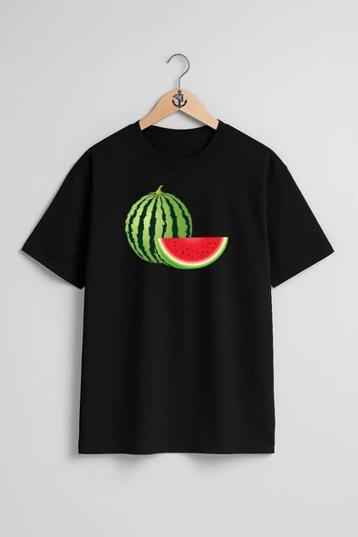 Oversize Karpuz Yaz Meyvesi Göğüs Tasarımlı Unisex T-Shirt - Resim 11