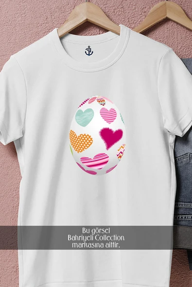 Oversize Paskalya Yumurtası  Tasarımlı Unisex T-Shirt - Resim 3