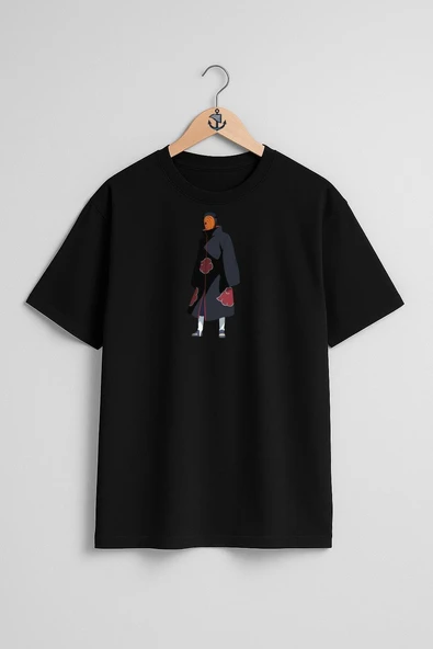 Oversize Uchiha Obito İllustration, Pain Obito Göğüs Tasarımlı Unisex T-Shirt - Resim 9
