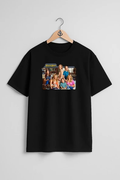 Oversize Fuller House Göğüs Tasarımlı Unisex T-Shirt - Resim 9