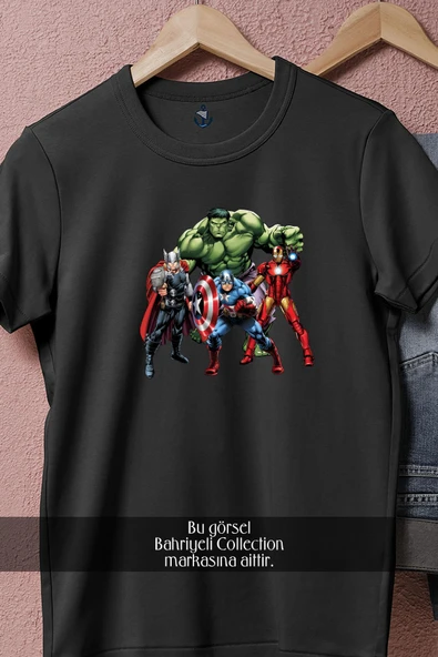 Oversize Thor, Captain America, Iron-Man And Hulk  Tasarımlı Unisex T-Shirt - Resim 10