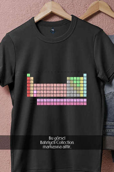 Oversize Periyodik Tablo  Tasarımlı Unisex T-Shirt - 11
