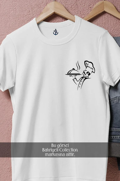 Oversize Şef Aşçı Cep Tasarımlı Unisex T-Shirt - Resim 4