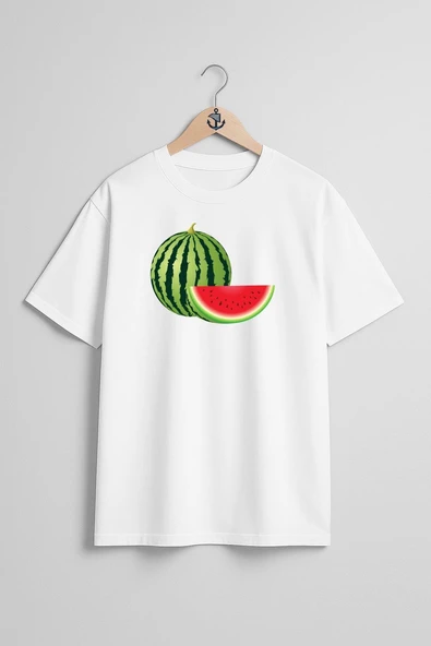 Oversize Karpuz Yaz Meyvesi Göğüs Tasarımlı Unisex T-Shirt ürün görseli
