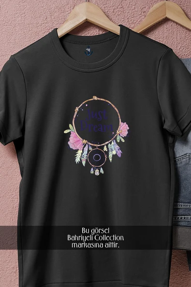 Oversize Just Dream Dreamcatcher Cloured With Feather  Tasarımlı Unisex T-Shirt - Resim 11