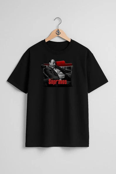 Oversize The Sopranos Logo Göğüs Tasarımlı Unisex T-Shirt - Resim 9