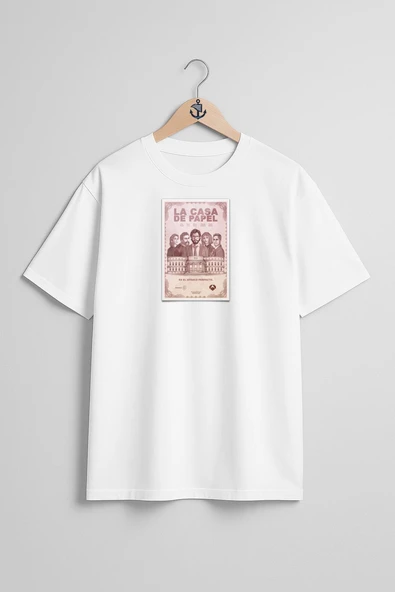 Oversize La Casa De Papel Göğüs Tasarımlı Unisex T-Shirt - Resim 7