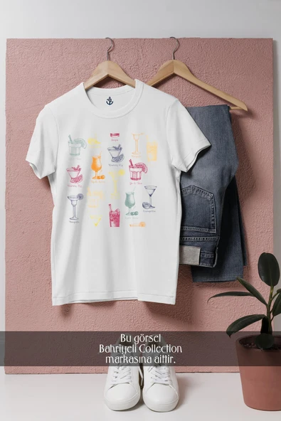 Oversize Kokteyller  Tasarımlı Unisex T-Shirt - 1