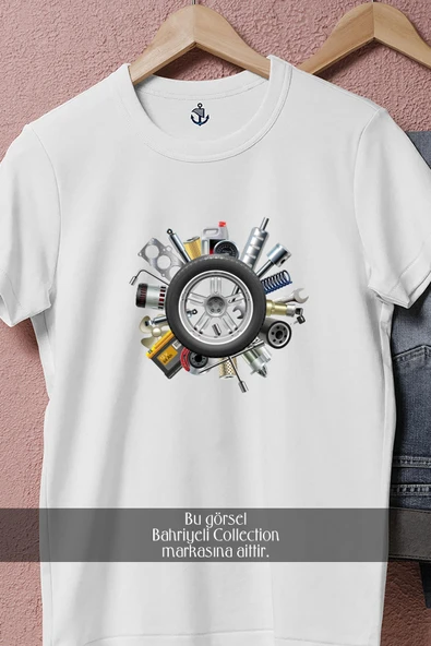 Oversize Tire Motor Vehicle Service Tools  Tasarımlı Unisex T-Shirt - Resim 4