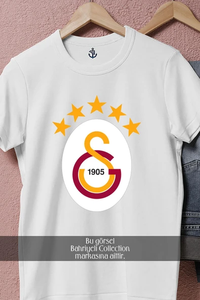 Oversize Galatasaray 5 Yıldızlı Logo  Tasarımlı Unisex T-Shirt - Resim 8