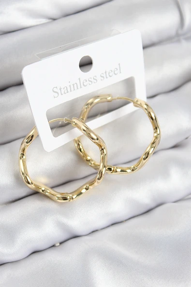 Pirinç Halka Model Gold Renk Kadın Küpe - TJ-BKP11016 ürün görseli 1