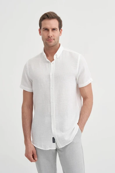 Cazador Slim Fit  Dar Kesim Kısa Kol Gömlek - Resim 3